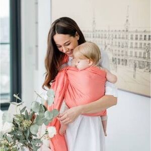 WildBird Coral Pink Linen Ring Sling with Gold Rings